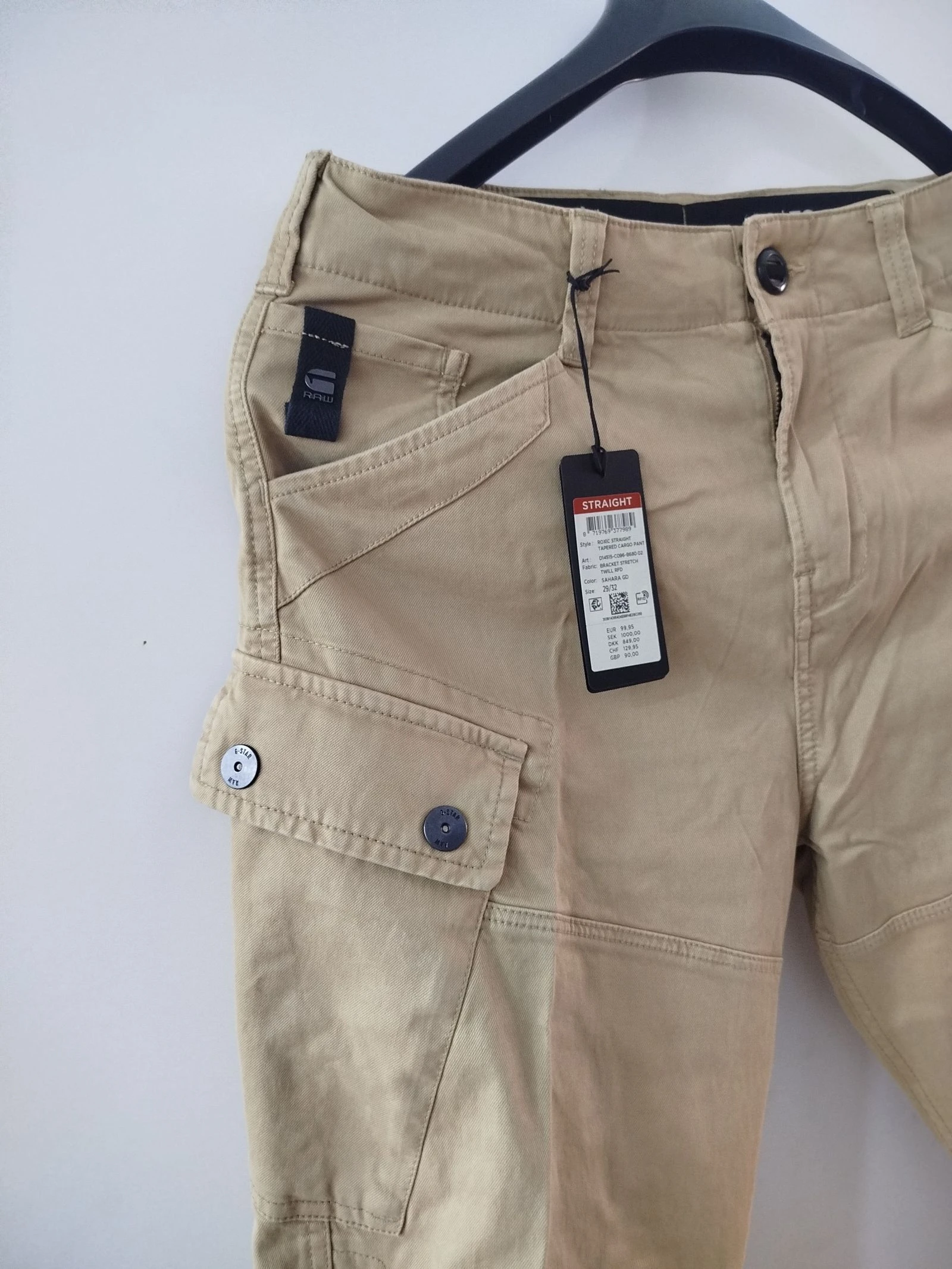 Pantalon cargo reto conico G-Star RAW Roxic, tingido em peca Sahara – photo 5